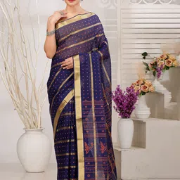 DipDiya Woven Design Zari Pure Cotton Taant Saree-picture-21