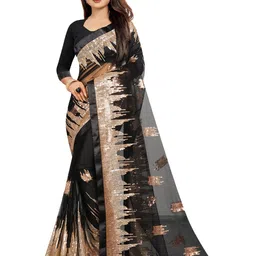 BARKIYA CREATION Embellished Sequined Net Saree-picture-34