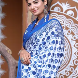 TROPWEAR Floral Pure Cotton Block Print Saree image 3