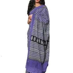 KIAARON Floral Pure Cotton Block Print Saree image 3
