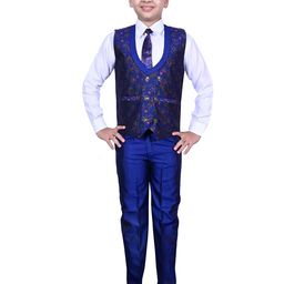 Pro-Ethic STYLE DEVELOPER Boys Blue & White Pure Cotton Shirt with Trousers & Waistcoat-picture-38