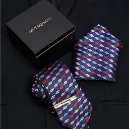 MUTAQINOTI Men Printed Silk Accessory Gift Set-image-70