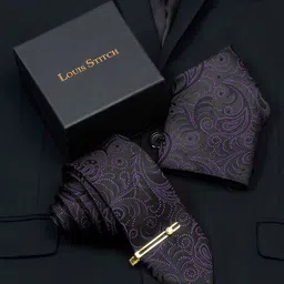 LOUIS STITCH Men Silk Printed Necktie Accessory Gift Set-image-22