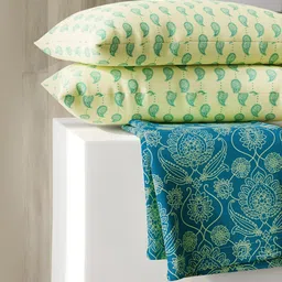 Layers Color Sense Ivy Green Ethnic Motif Double Bedsheet with 2 Pillow Covers-image-24