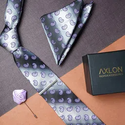 AXLON Men Woven Design Tie Set Accessory Gift Set image 3