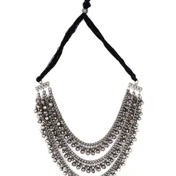 TEEJH Oxidised Silver-Plated Ghungroo Beaded Jewellery Set image 2