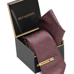 MUTAQINOTI Set Of 3 Square Silk Blend Necktie Accessory Gift Set image 3