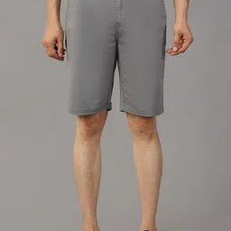 Mast & Harbour Grey Men Mid-Rise Slim Fit Cotton Chino Shorts-picture-20
