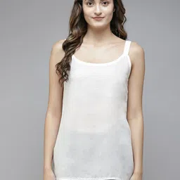 ADA Women Beige & White Pack of 2 Cotton Solid ShortHandloom Camisoles-picture-42