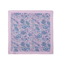 The Tie Hub Men Blue & Lavender Printed Silk Pocket Square image 3