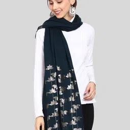 SWI Stylish Ethnic Motifs Foil Printed Shawl-image-35