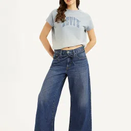 levi's Women's Blue XL Straight Fit Mid Rise Jeans image 5