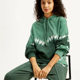 levi's Women's Tie-Dye Green Hooded Sweatshirt image 5