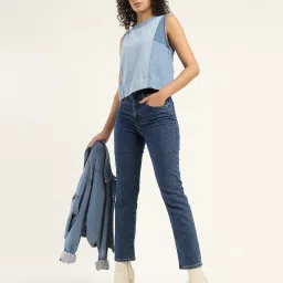 levi's Women's 724 Blue Straight Fit High Rise Jeans image 1