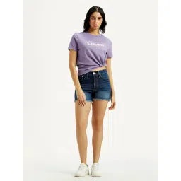 levi's Women's Med Indigo Mid Rise Denim Wedgie Shorts-picture-20