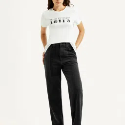 levi's Women's Charcoal Grey Ribcage Straight Fit High Rise Jeans-picture-11