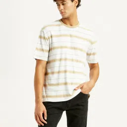 levi's Men's Striped White Crew Neck T-shirt image 2