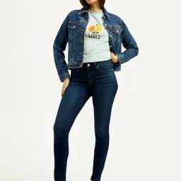 levi's Women's 711 Navy Blue Skinny Fit Mid Rise Jeans image 1