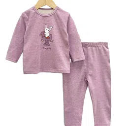 StyleCast Purple Girls Graphic Printed Long Sleeves Night Suits-picture-28