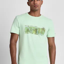 Peter England Casuals Typography Printed Slim Fit T-shirt image 1