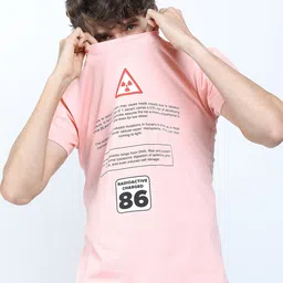 HIGHLANDER Men Pink Typography Printed Slim Fit Cotton T-shirt-picture-16