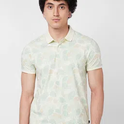 SPYKAR Floral Printed Polo Collar Slim Fit T-shirt-picture-19
