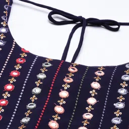 Kvsfab Women Navy Blue & Pink Mirror Work & Embroidered Sleeveless Kurta with Sharara image 2