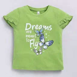 Ginie Girls Typography Printed Cap Sleeves Top image 1
