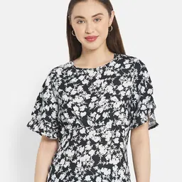 METTLE Women Black & White Floral Printed Top-picture-40