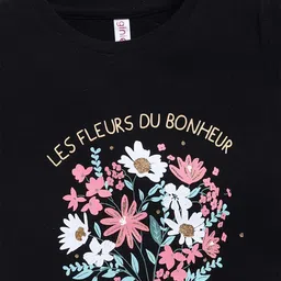Ginie Girls Floral Printed Round Neck Cap Sleeves Top image 3