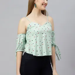 FLAMBOYANT Women Green Print Top image 3