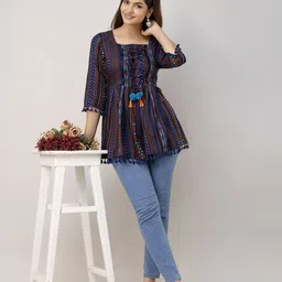 SHOOLIN Square Neck Printed Cotton Top image 4