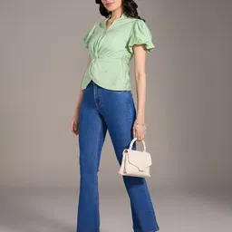 20Dresses Green V-Neck Puff Sleeves Top image 3