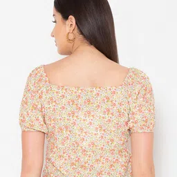 Porsorte Women Off White Floral Printed Crop Top image 5