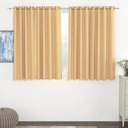 Story@Home Faux Silk Solid Solid 300GSM Cream Room Darkening Blackout Window Curtain - Set Of 4 image 1