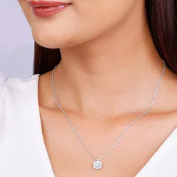 GIVA 925 Sterling Silver Rhodium-Plated Stone Studded Pendant With Chain image 4