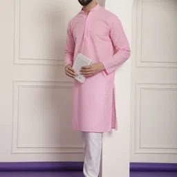 SOJANYA Ethnic Motifs Embroidered Regular Pure Cotton Kurta With Churidar image 1