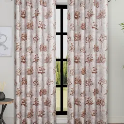ROMEE Brown & Cream 2 Pieces Floral Room Darkening Door Curtains-image-42