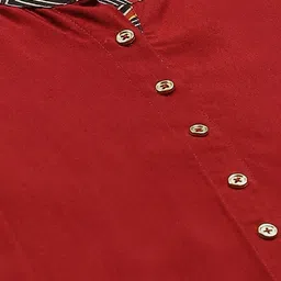 YASH GALLERY Women Plus Size Maroon Printed Hem A-Line Kurta image 3