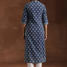 Libas Floral Printed Mandarin Collar Cotton Straight Kurta image 4