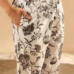 Indo Era Floral Printed Embellished Pure Cotton Straight Kurta with Trouser And Dupatta image 2