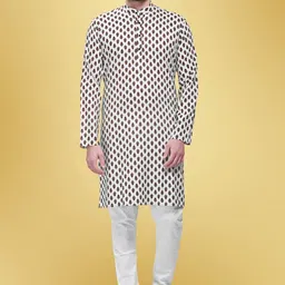 SHIWAM ETHNIX Floral Printed Mandarin Collar Regular Kurta with Pyjamas image 1