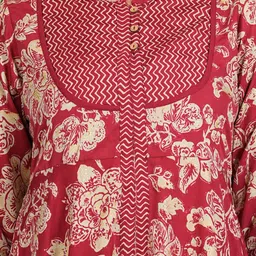 YASH GALLERY Floral Printed Mandarin Collar Anarkali Kurta with Trousers & Dupatta image 3