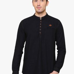 Kuons Avenue Band Collar Long Sleeves Denim Kurta-picture-25