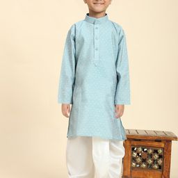 Pro-Ethic STYLE DEVELOPER Boys Ethnic Motifs Printed Mandarin Collar Kurta & Dhoti Pants-picture-6