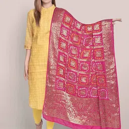 Dupatta Bazaar Ethnic Motifs Woven Design Bandhani Dupatta-image-83