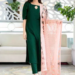 Label Shaurya Sanadhya Keyhole Neck Kurta with Trousers & Dupatta-picture-33
