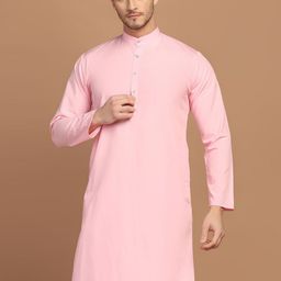 TAHVO Mandarin Collar Cotton Straight Kurta-picture-23