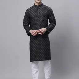 Enchanted Drapes Woven Design Mandarin Collar Pure Cotton Kurta-picture-21