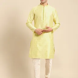 Amodh by Kisah Mandarin Collar Embroidered Straight Cotton Kurta image 1